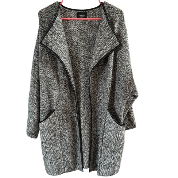 Zara Knit Black and White Tweed Open Front Cardigan size Medium - Picture 1 of 5